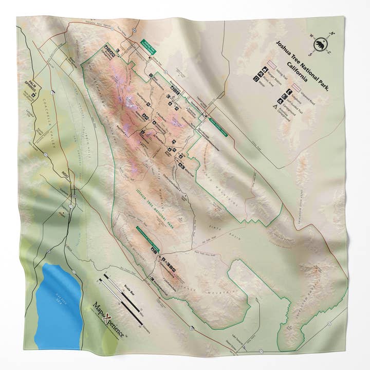 Bandana en microfibre avec carte du parc national de Joshua Tree pour la vente par Map the Xperience