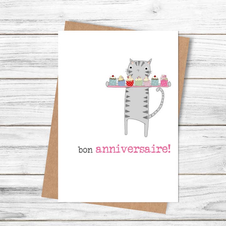 Buon compleanno! (Buon compleanno gatto) - Biglietto di auguri per la vendita all'ingrosso da parte di Dandelion Stationery