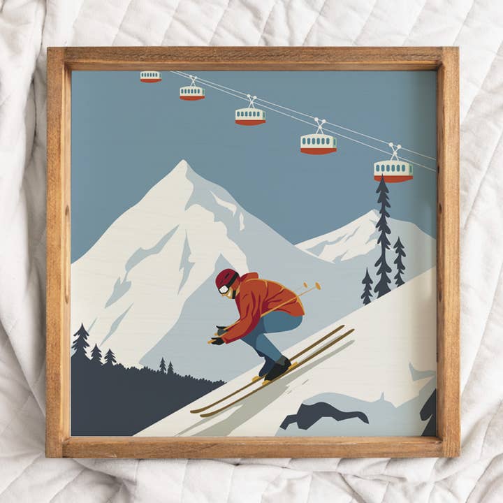 Vassoio da portata in legno Bluebird Ski Day per la vendita all'ingrosso da parte di Rustic Marlin