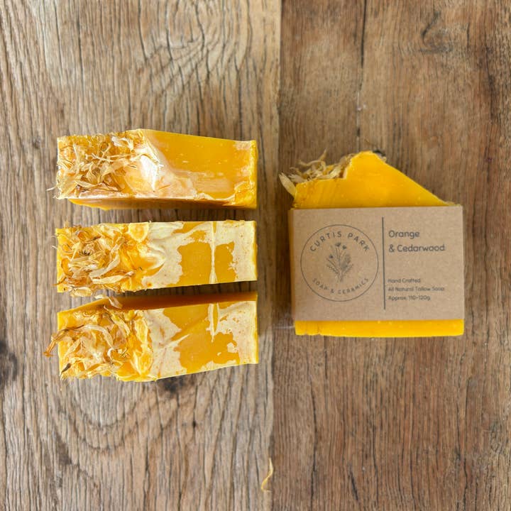 Curtis Park Soap & Ceramics - Wholesale Bar Soap - Orange & Cedarwood Tallow Soap 0