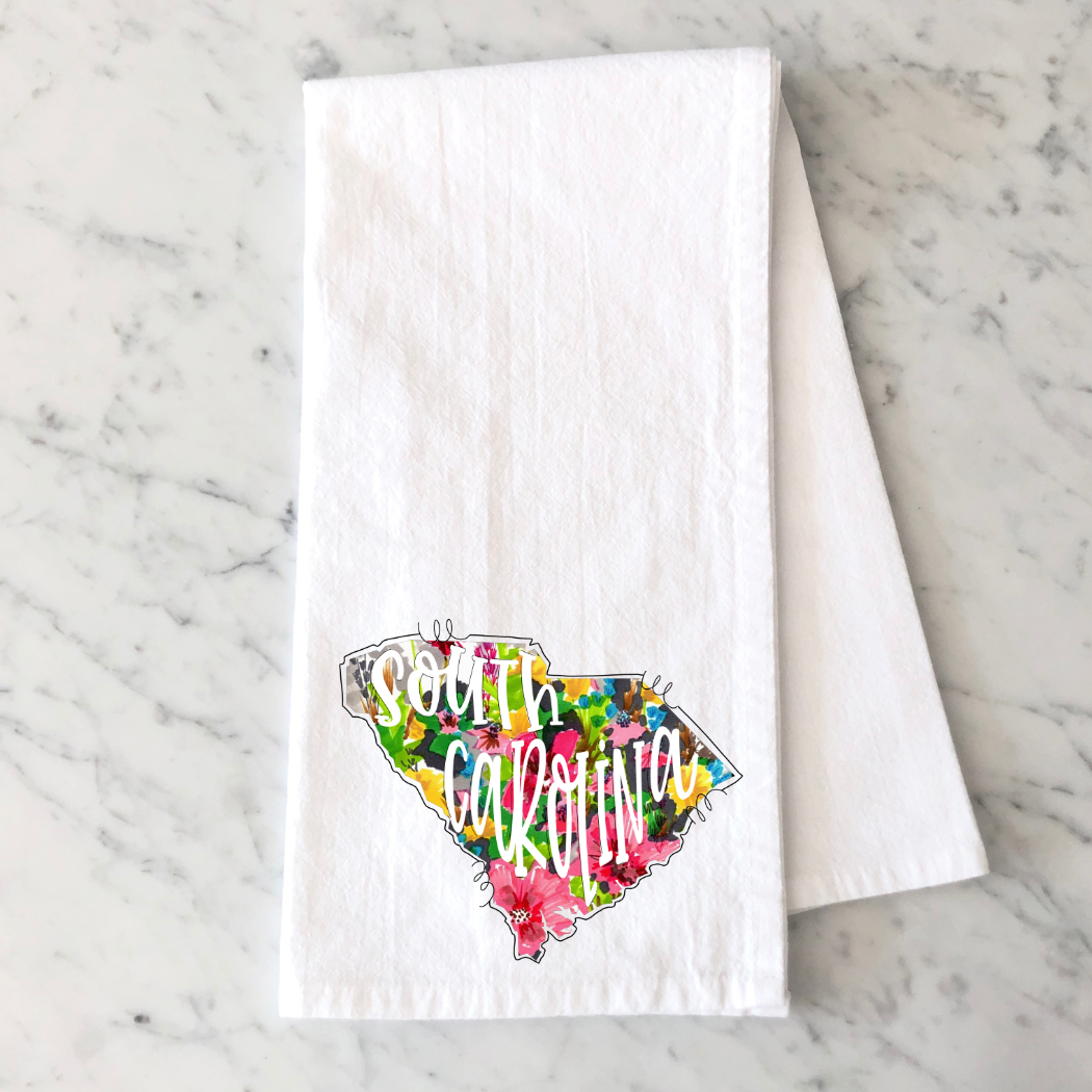 Mississippi Mae Monograms - Wholesale Tea Towel - Floral South Carolina Kitchen Towel0