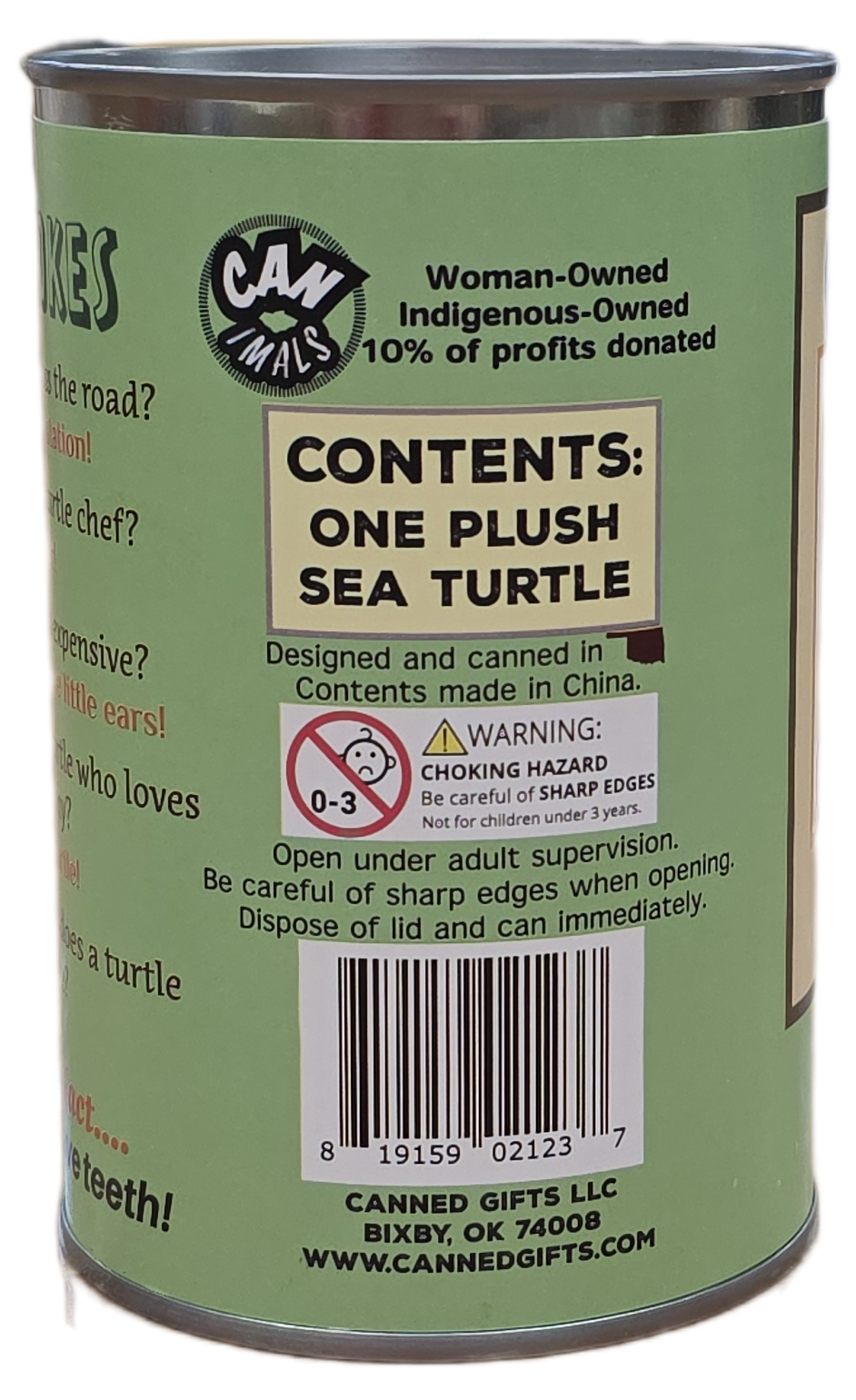 Canned Gifts – Großhandel Kuschel-/Plüschtier – Kind & Baby – Plüschtier Meeresschildkröte in Dose mit Witzen | Einzigartiges Geschenk4