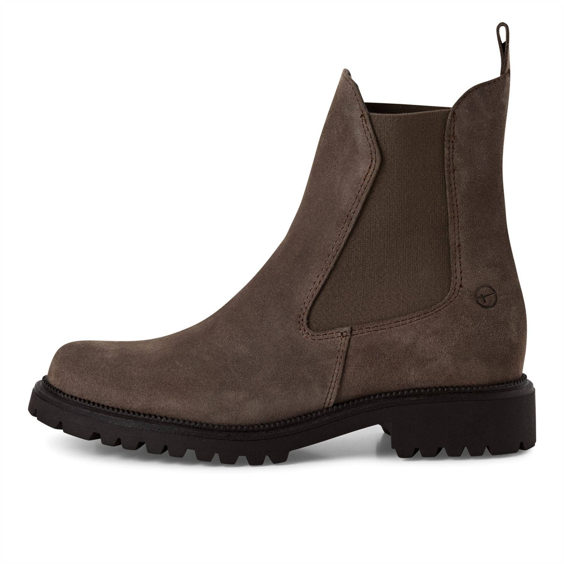 Tamaris Womens Taupe Brown Leather Classic High Chelsea Ankle Boots for wholesale on Faire3