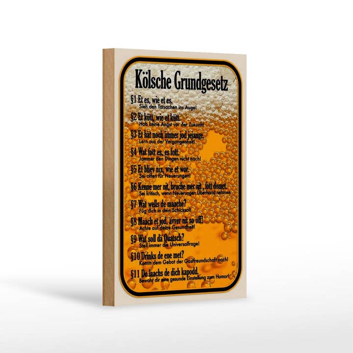 Holzschild Spruch 12x18cm Kölsche Grundgesetz Et es wie et Deko Schild und andere Ergebnisse für rut wiess kölsch im Großhandel. Kostenlose Rücksendungen und 60-Tage-Zahlungsziel auf Faire im Trend auf Faire.