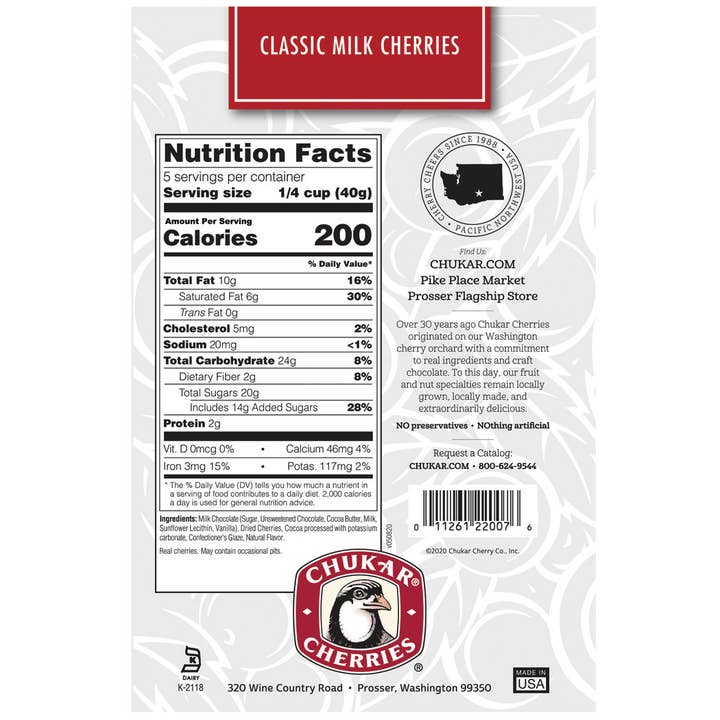 Chukar Cherry Company - Wholesale Chocolate Covered Sweets - 6.75 oz Classic Milk Cherries - Milk Chocolate