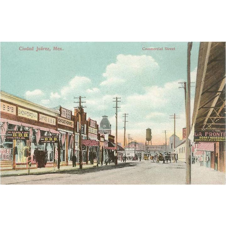 Found Image Press - Wholesale Sticker - Sticker MX-171 Early Street Scene, Juarez, Mexico