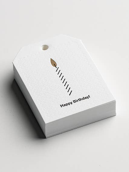 Candela – Etichetta regalo di compleanno in letterpress per la vendita all'ingrosso da parte di YOUI Paper Co.