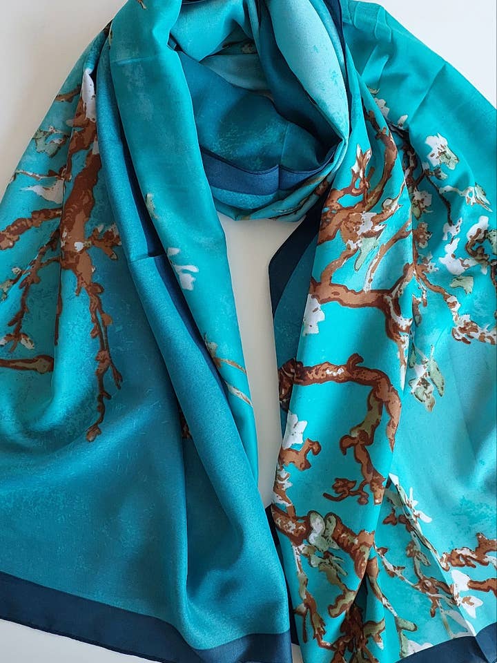 Van Gogh Almond Blossom inspired Silky Scarf for wholesale by Shimena