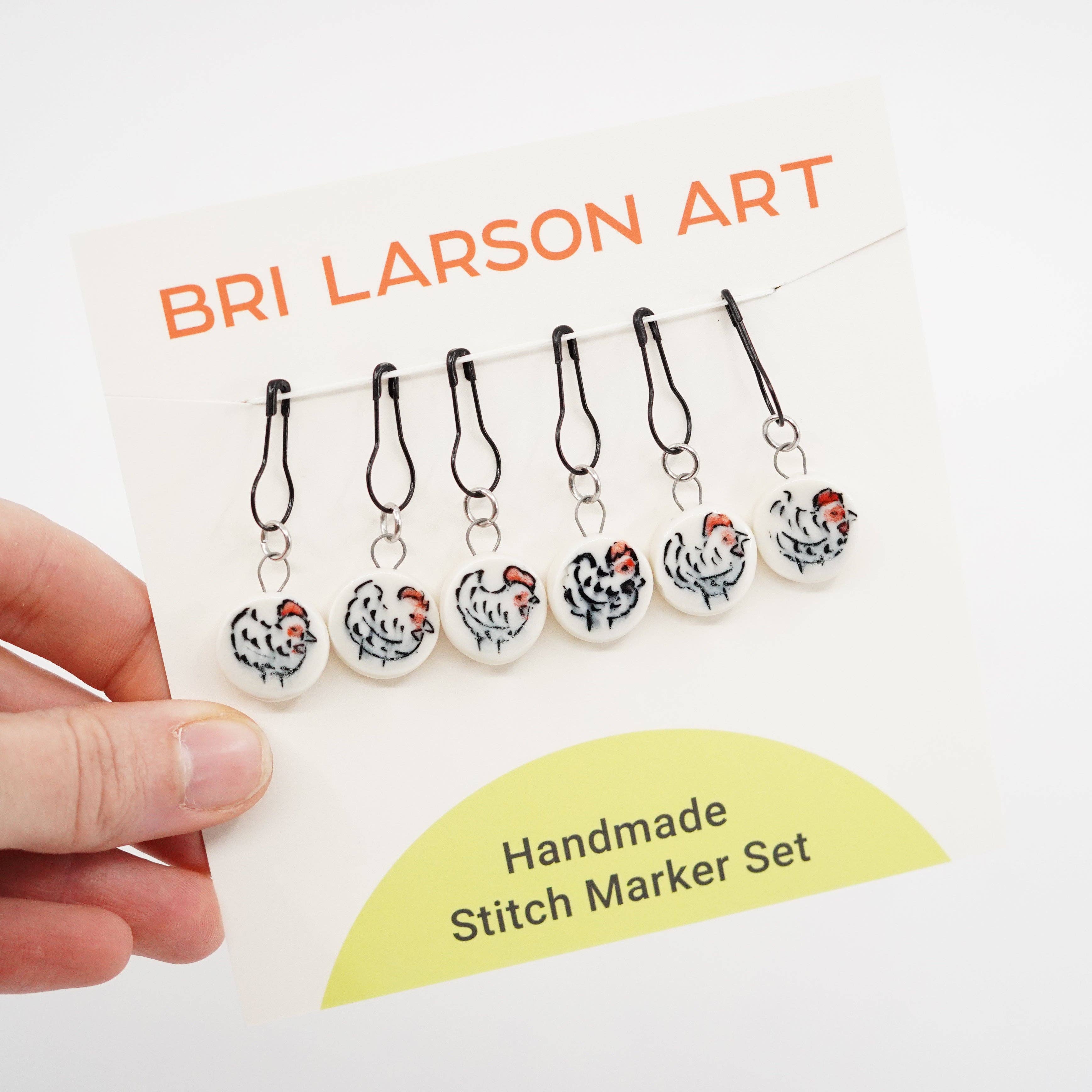 Bri Larson Art - Wholesale Knitting/Crochet Supplies - Chicken Stitch Marker Set - Pin Version2
