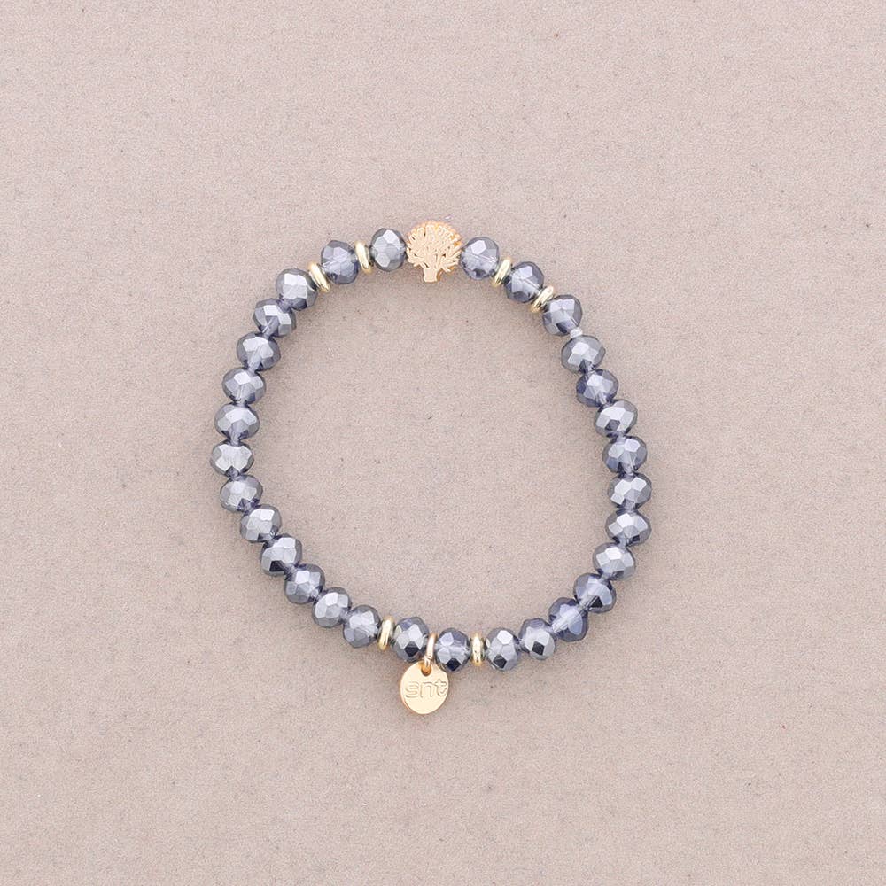 Sonata - Venta al por mayor Pulsera de cuentas - Pulsera Elastica Cristales Facetados Arbol Metal10