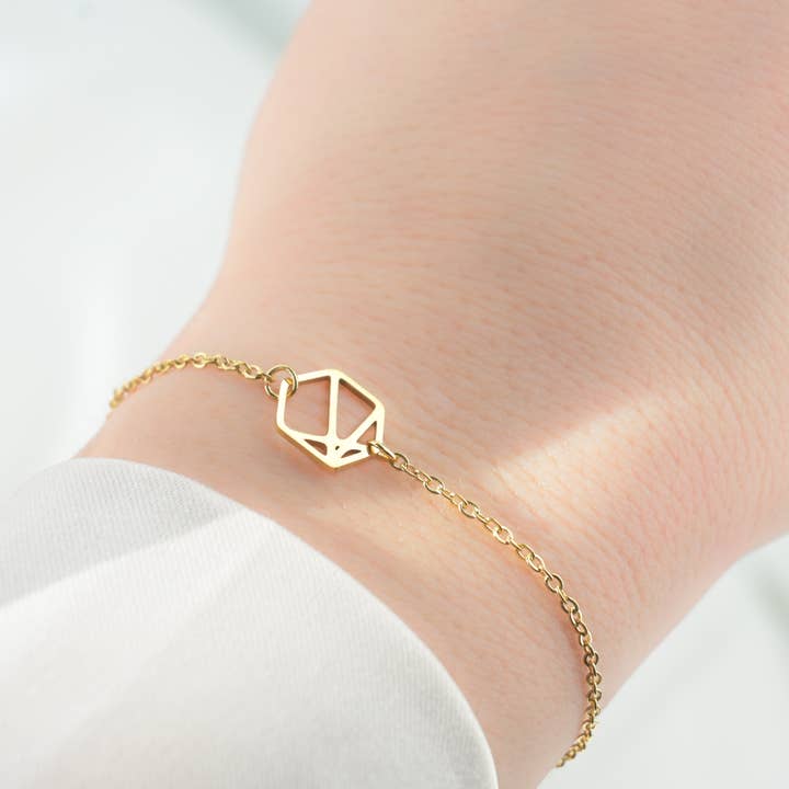 Pulseira Hexágono em Ouro - Pulseira Geométrica Sem Mácula por atacado de Blueyejewelry