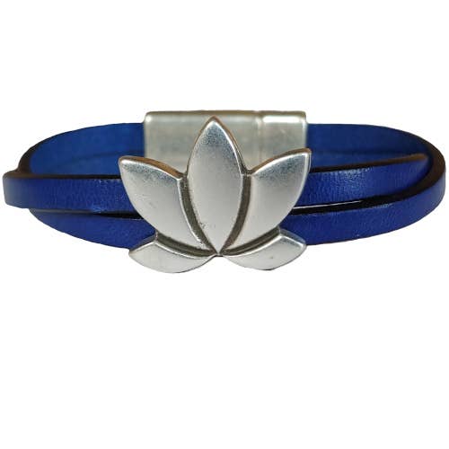 The Essence of Silver - Vente Bracelet jonc - Bracelet Femme en Cuir Lotus1