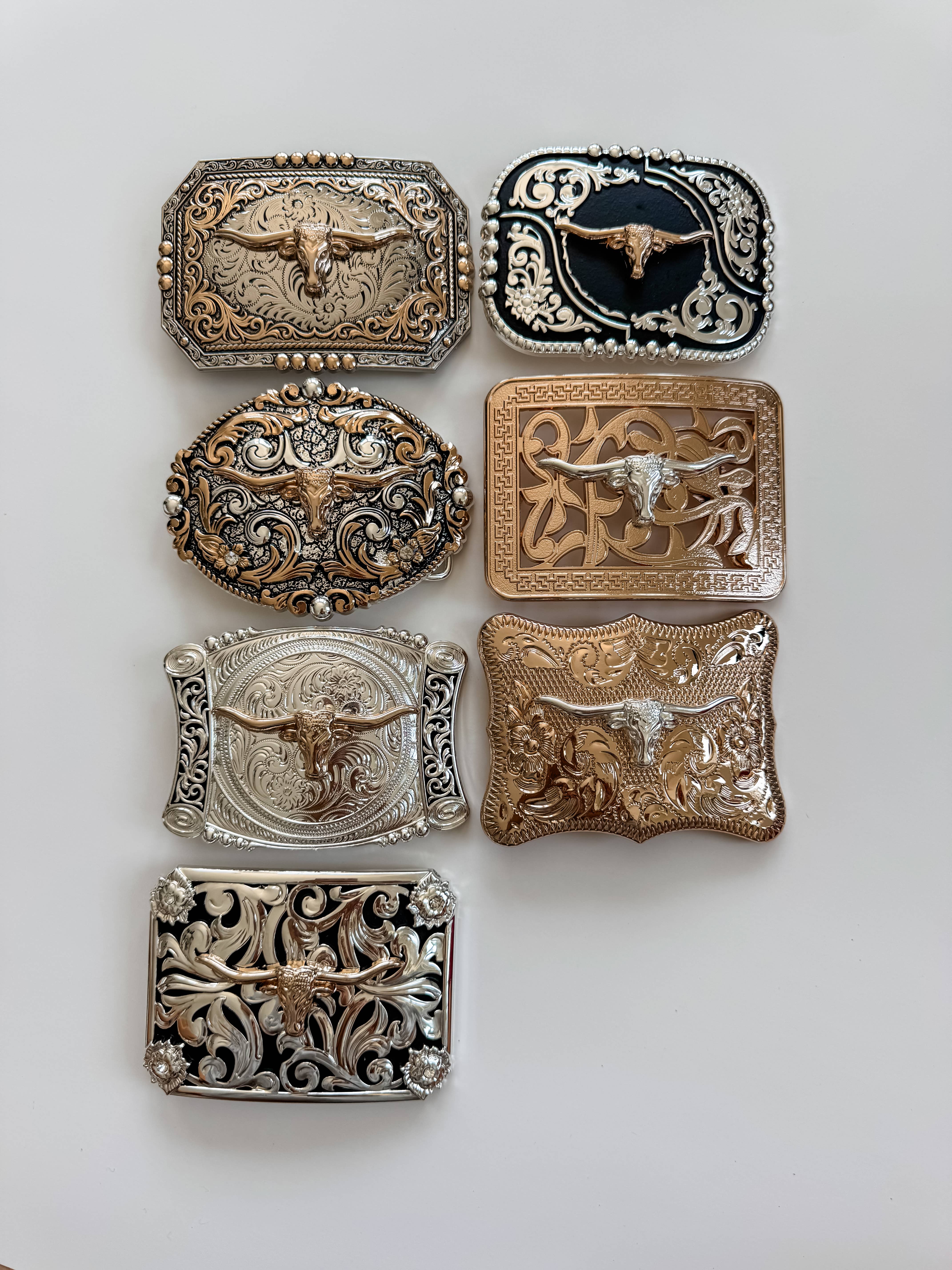 Boho Ranch Shop - Wholesale Belt Buckle - Unisex - Western Longhorn Steer Metal Belt Buckle7
