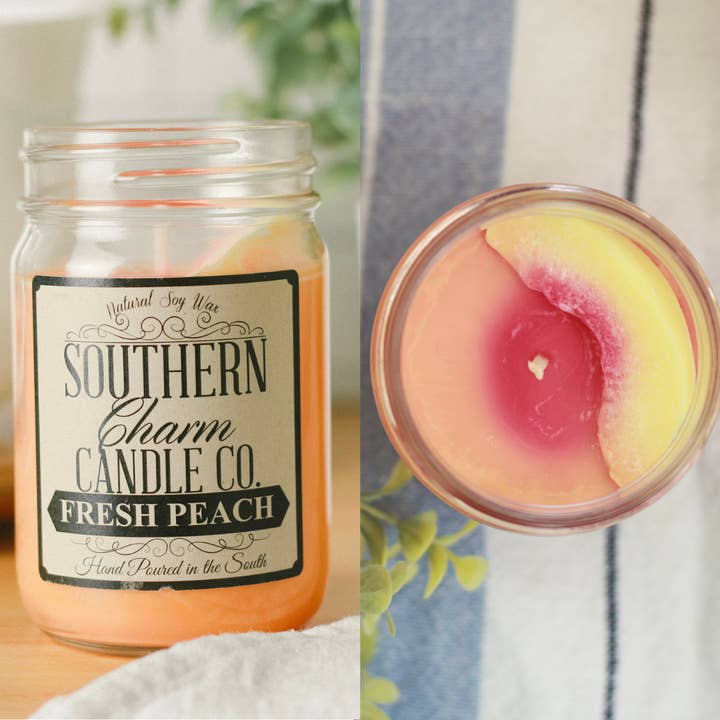 Southern Charm Candle co - Wholesale Jar/Filled Candle - FRESH PEACH CANDLE 12 OZ