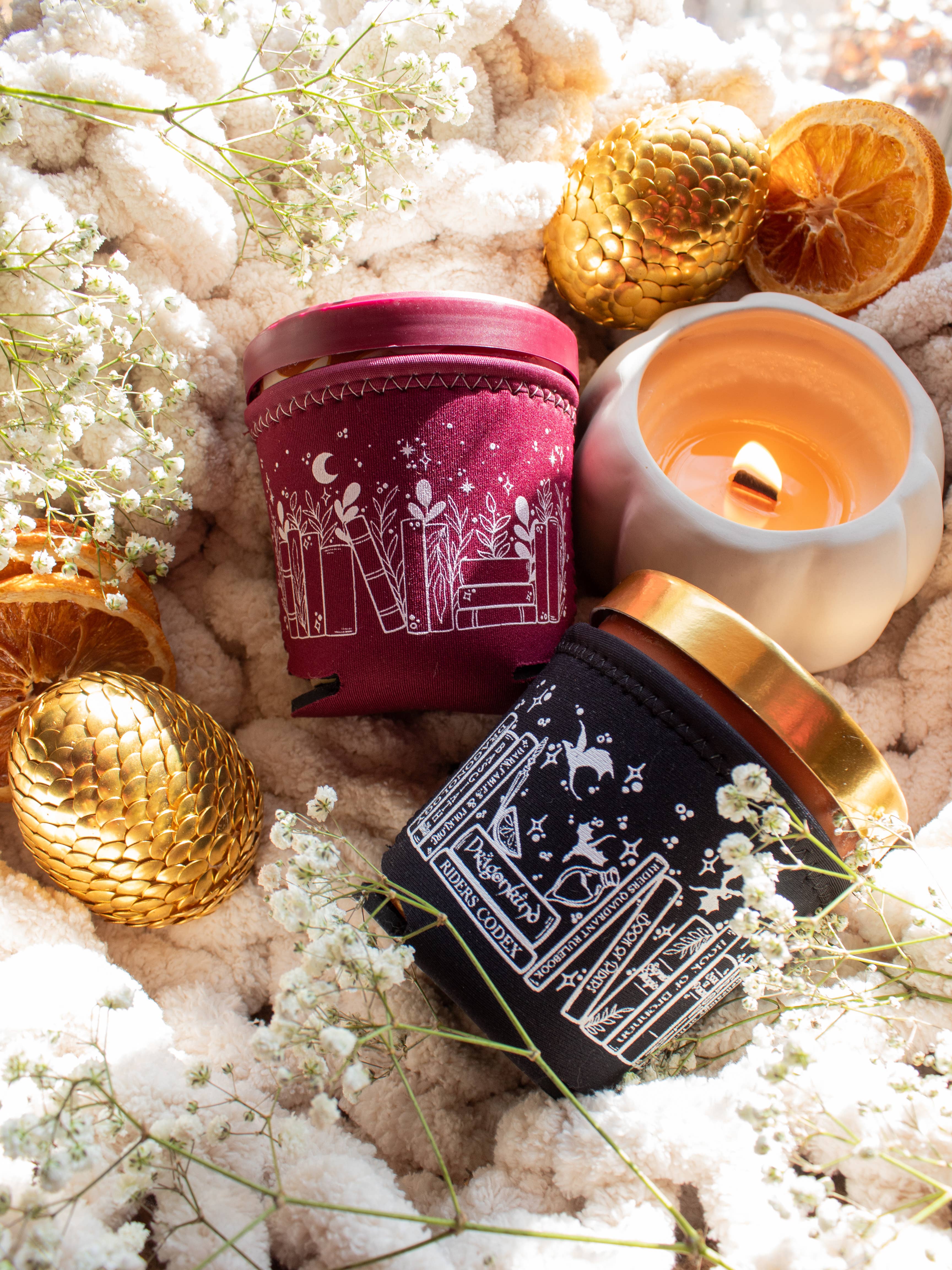 Meaggie Moos - Wholesale Drink Huggers & Koozies - Ice Cream Pint Sleeve | Fourth Wing Violet's Bookshelf6