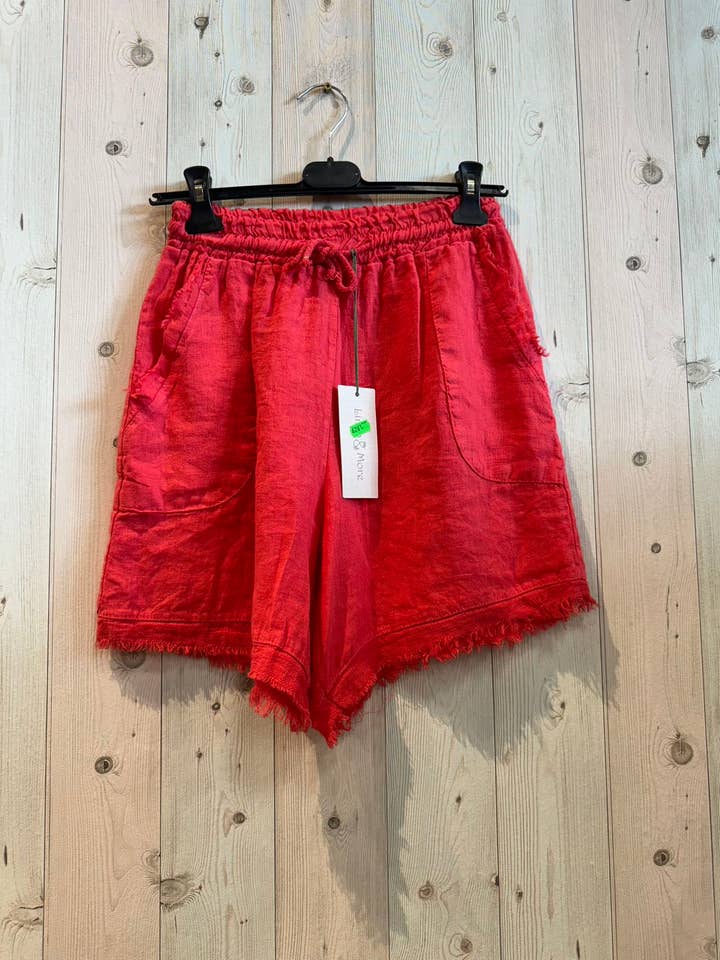 Linen & More - Vendita all'ingrosso Pantaloncini - Donna - REF 6261 PANTALONCINI IN LINO CON FRANGE E DUE TASCHE 100% LINO4