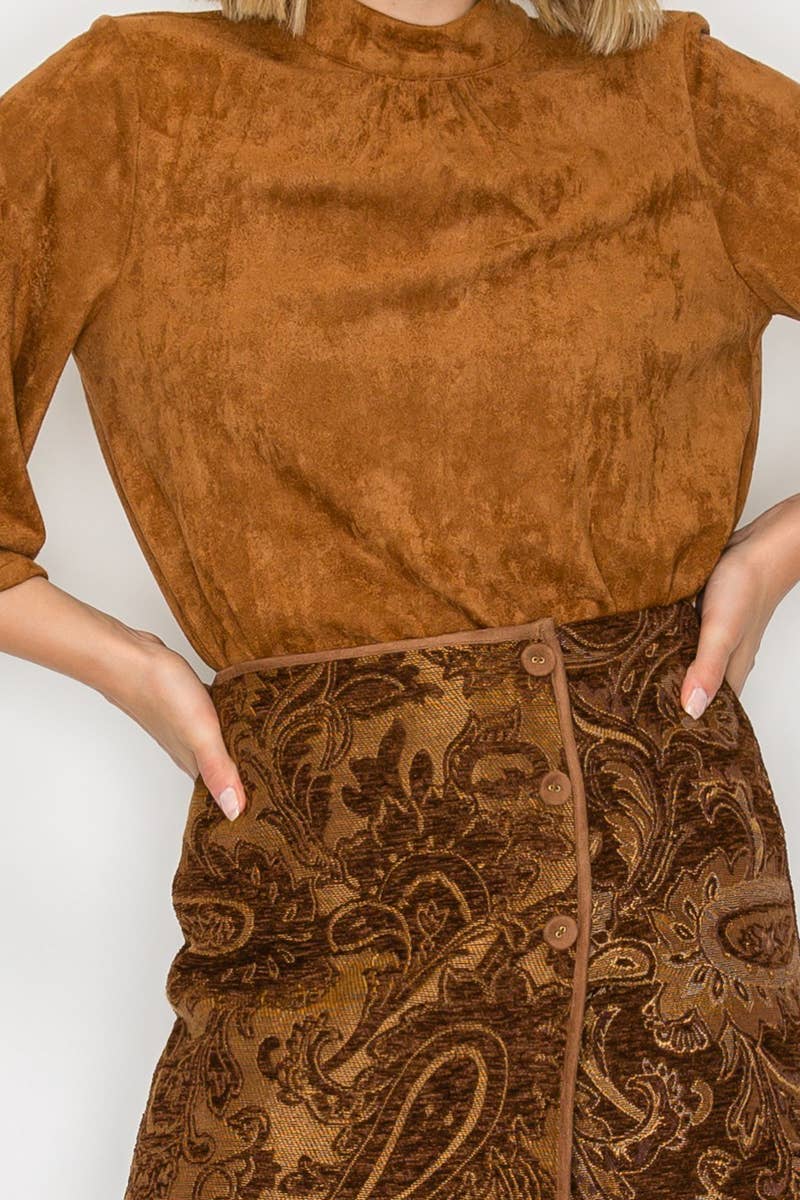 LoveWednesday - Wholesale Shorts - Women's - Love Story Brown Paisley Skort - LWP13465