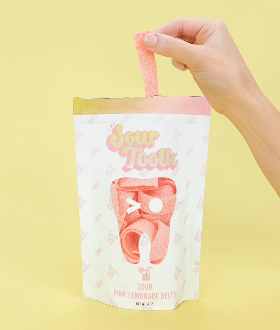 Sour Tooth - Wholesale Gummy - Sour Pink Lemonade Belts1