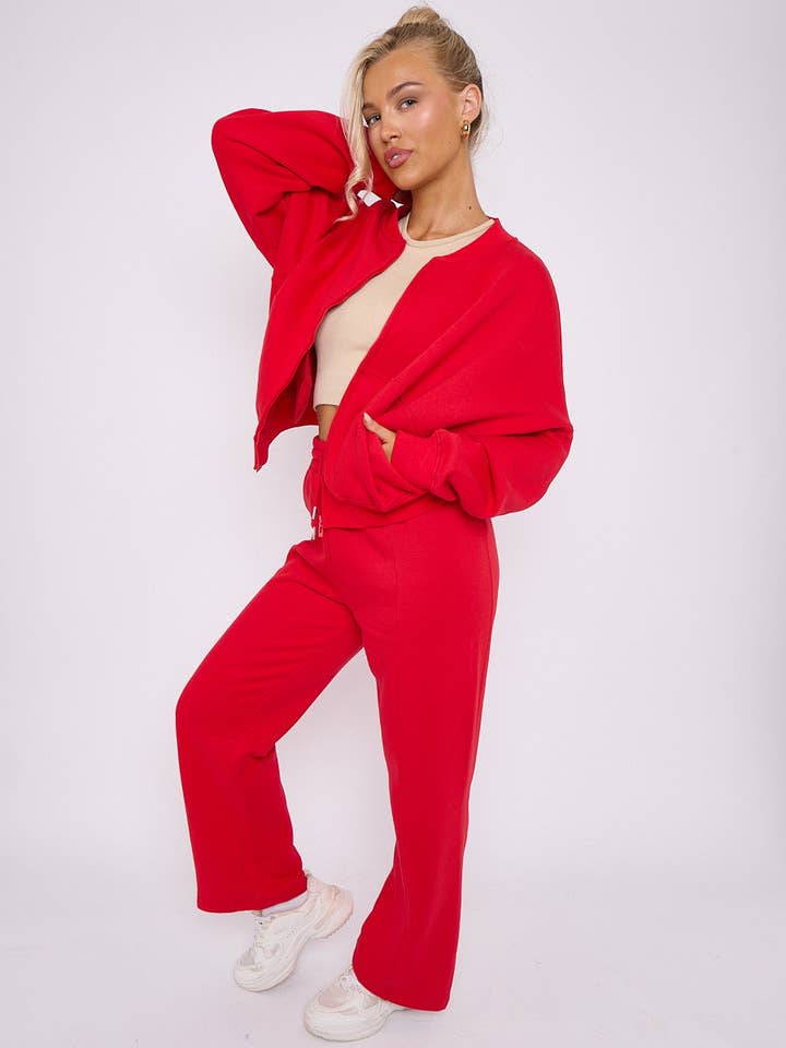 AX Labels - Wholesale Top & Pant Set (NOT Loungewear) - Women's - Oversized Bomber Style Fleece Zipper Co-ord52