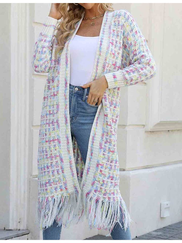 Sweetkama – wholesale Cardigan – Women’s – Ladies Multi Color Front Open Tassels Chunky Knit Cardigan9