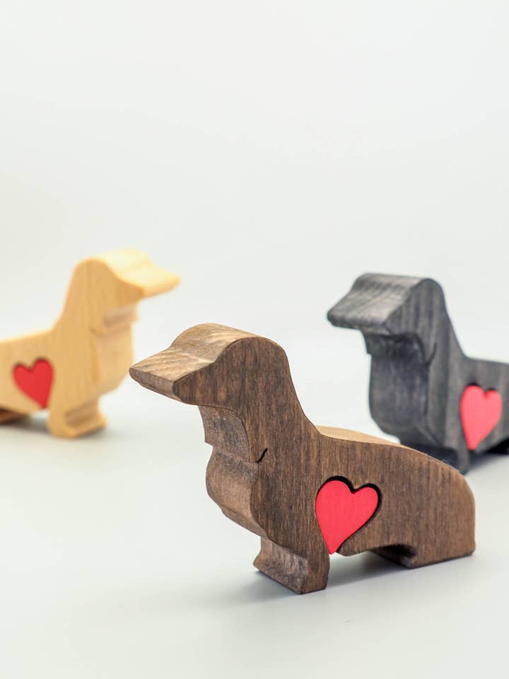 Dachshund - Bohemian mini wooden dog figurine keepsake for wholesale by Wood Metamorphosis