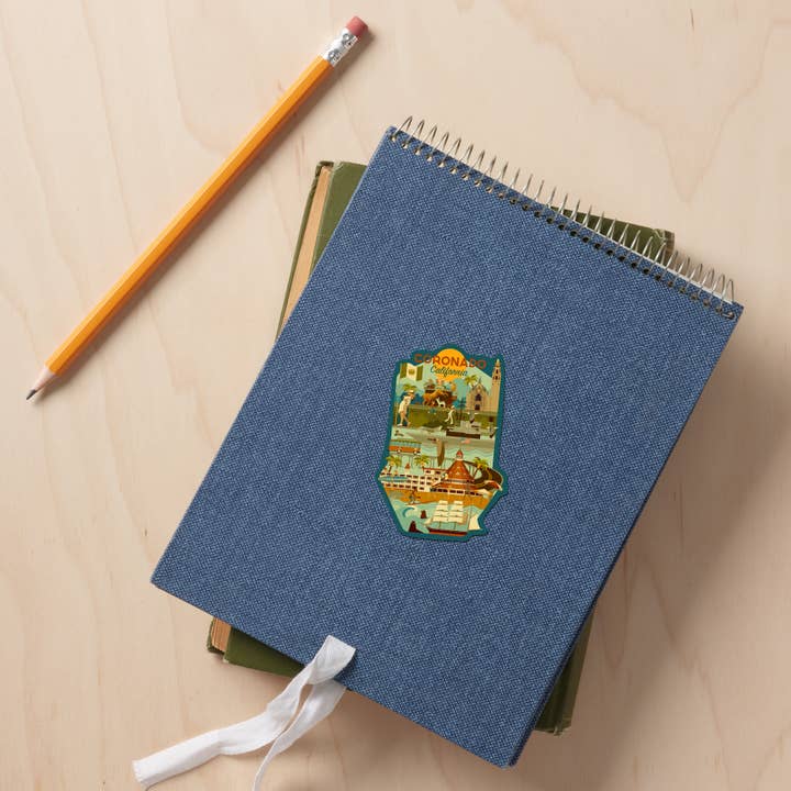 Lantern Press - Wholesale Sticker - Vinyl Sticker Coronado, California, Geometric2