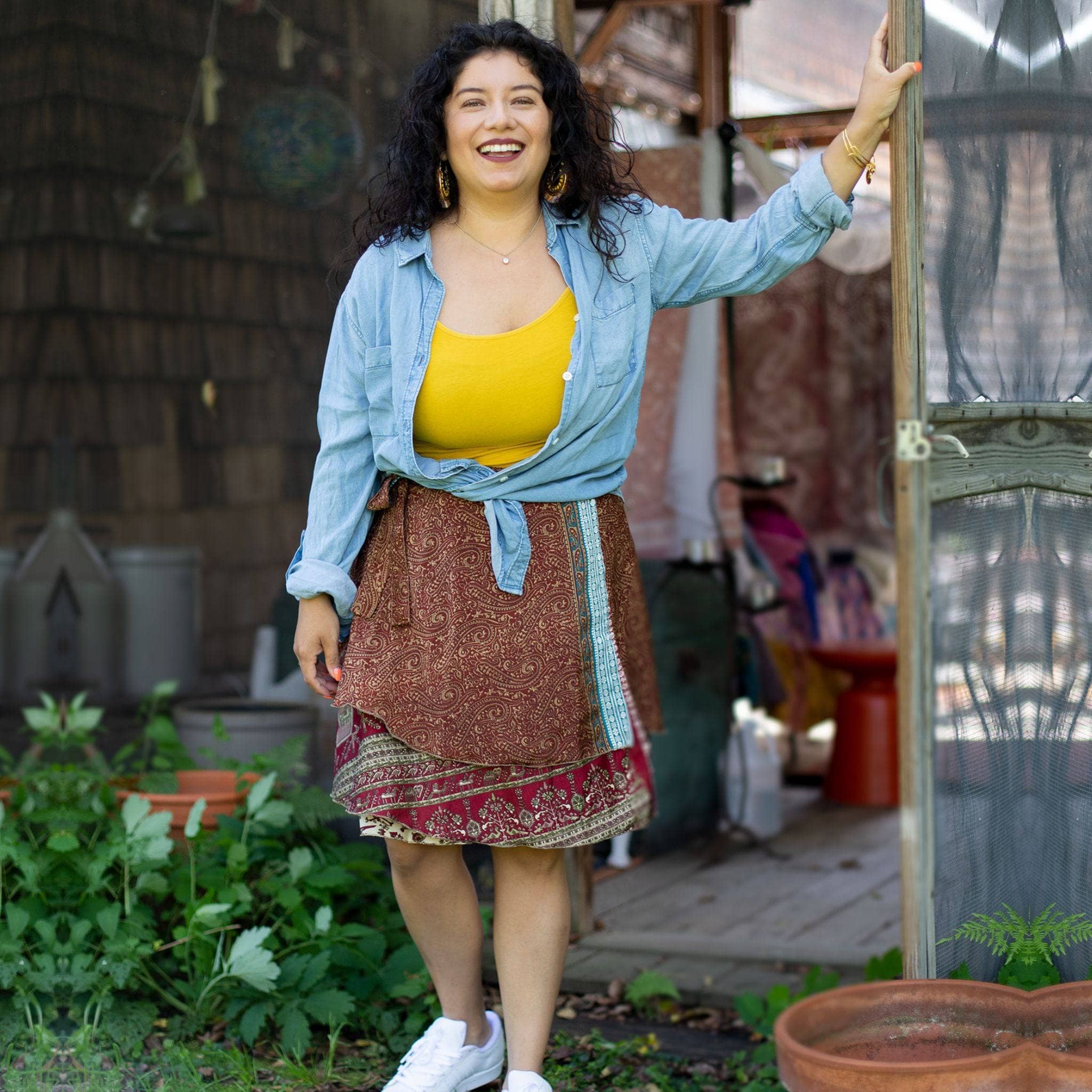 Darn Good Yarn - Wholesale Skirt - Women's - Knee-Length: "Mini" Sari Wrap Skirts14