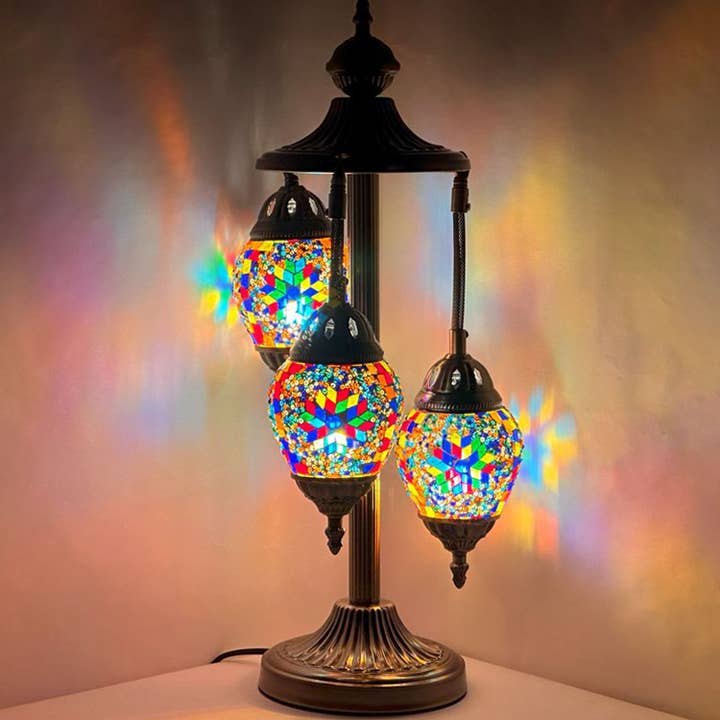 SILVERFEVER 3-laags eivormige mozaïeklamp Rainbow Flower voor wholesale door Silver Fever