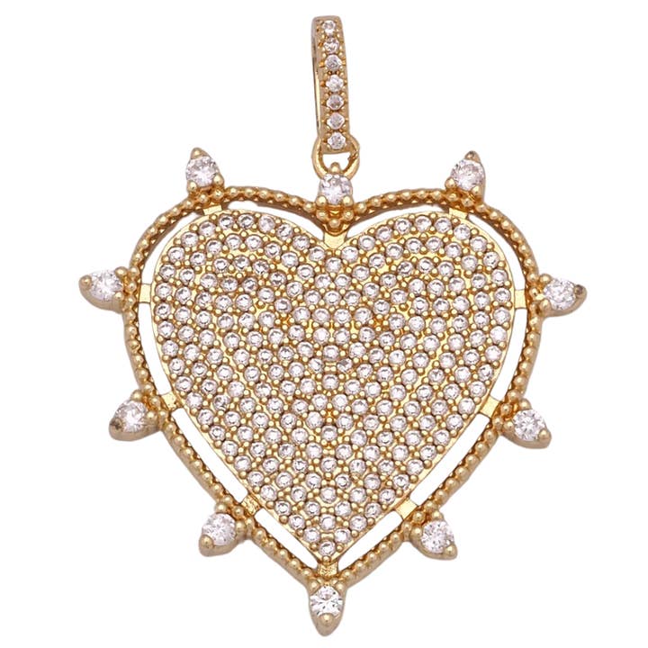 CZ Heart Encrusted Charm for wholesale by Adorn by Alexandra Riley