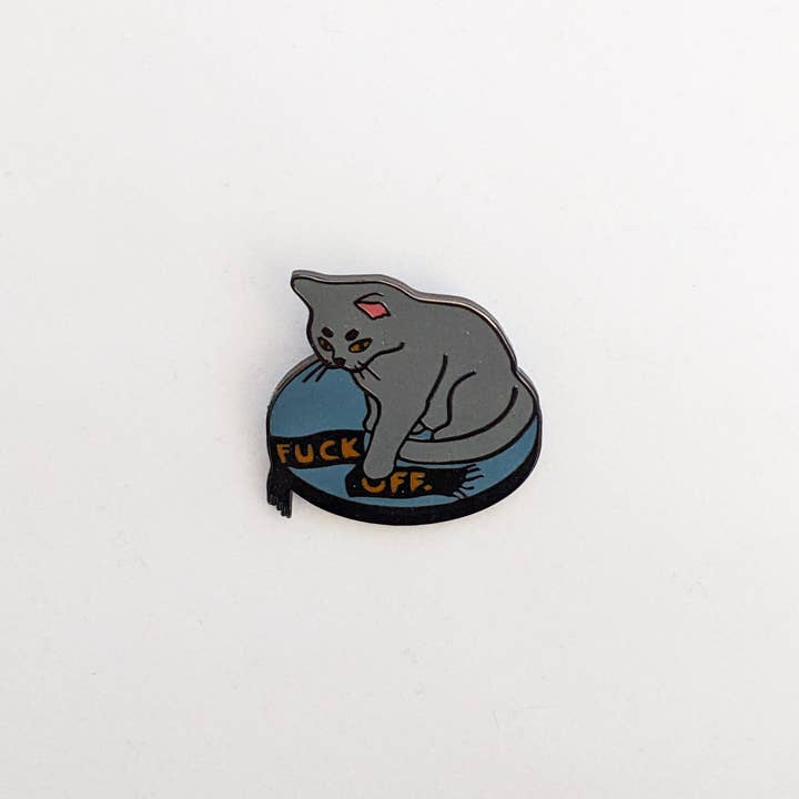 Amy in the Aether Art - Wholesale Lapel Pin/Button - F*ck Off Kitty Enamel Pin1