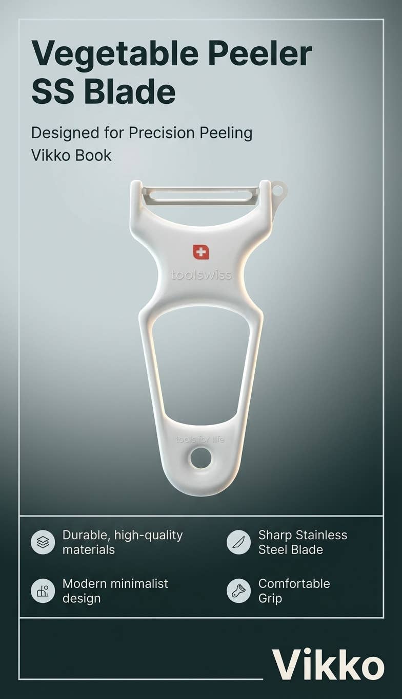 Kadra Kitchenware - Vente Économes - Toolswiss Classinox - Éplucheur à légumes avec lame en acier inoxydable, blanc3