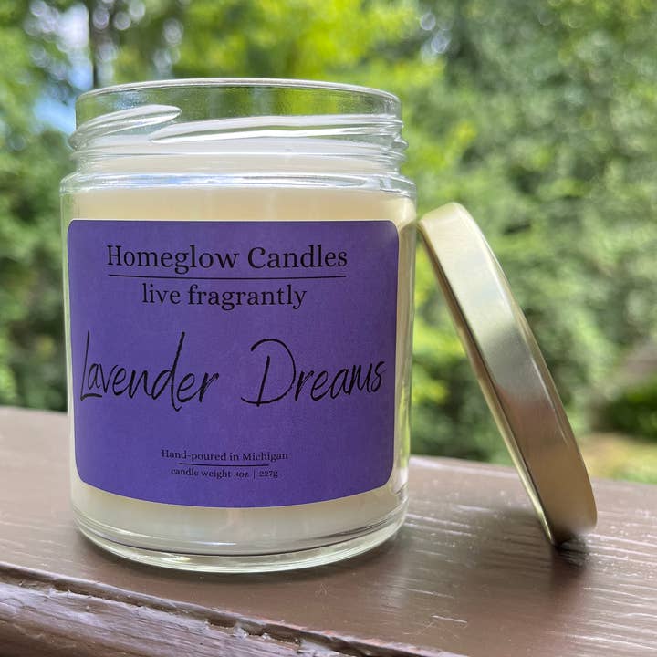Lavanda Dreams - 8oz. Vela de Frasco de Vidro por atacado de Homeglow Candles