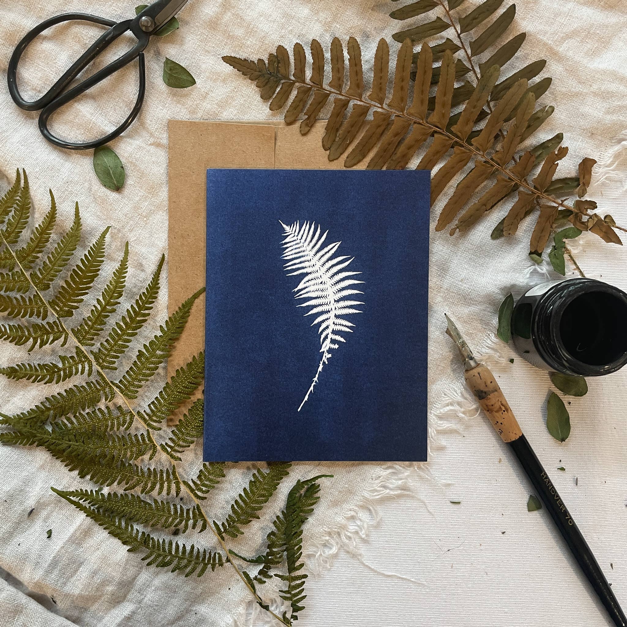 Atwater Designs - Vente Carte de vœux classique - Coffret de cartes de vœux Ferns | Botanical Cyanotype7