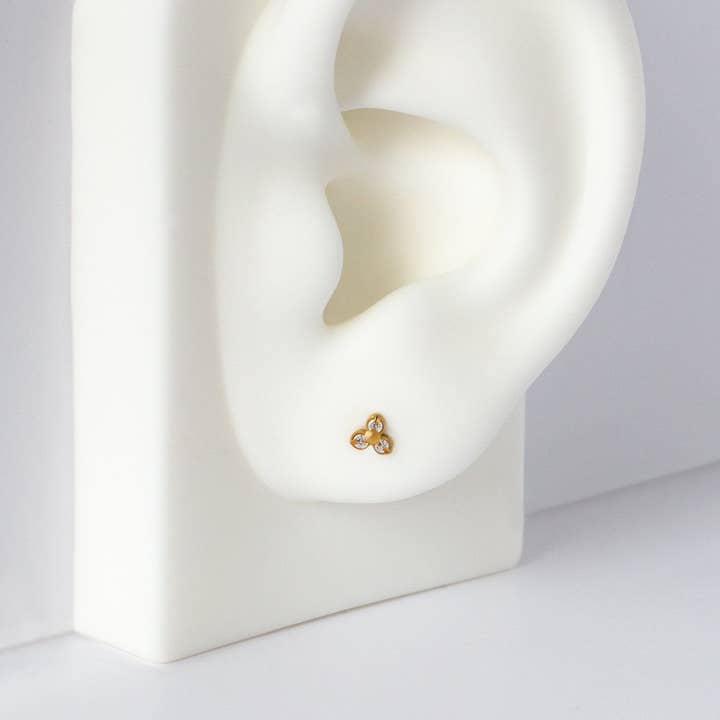 Trio Zirconia Flat Back Studs for wholesale by Aurnia Jewellery