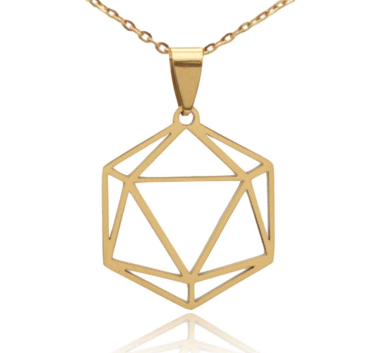 Clayton Jewelry Labs - Wholesale Pendant/Charm Necklace - D20 Dice Silhouette Icosahedron Stainless Steel Necklace6