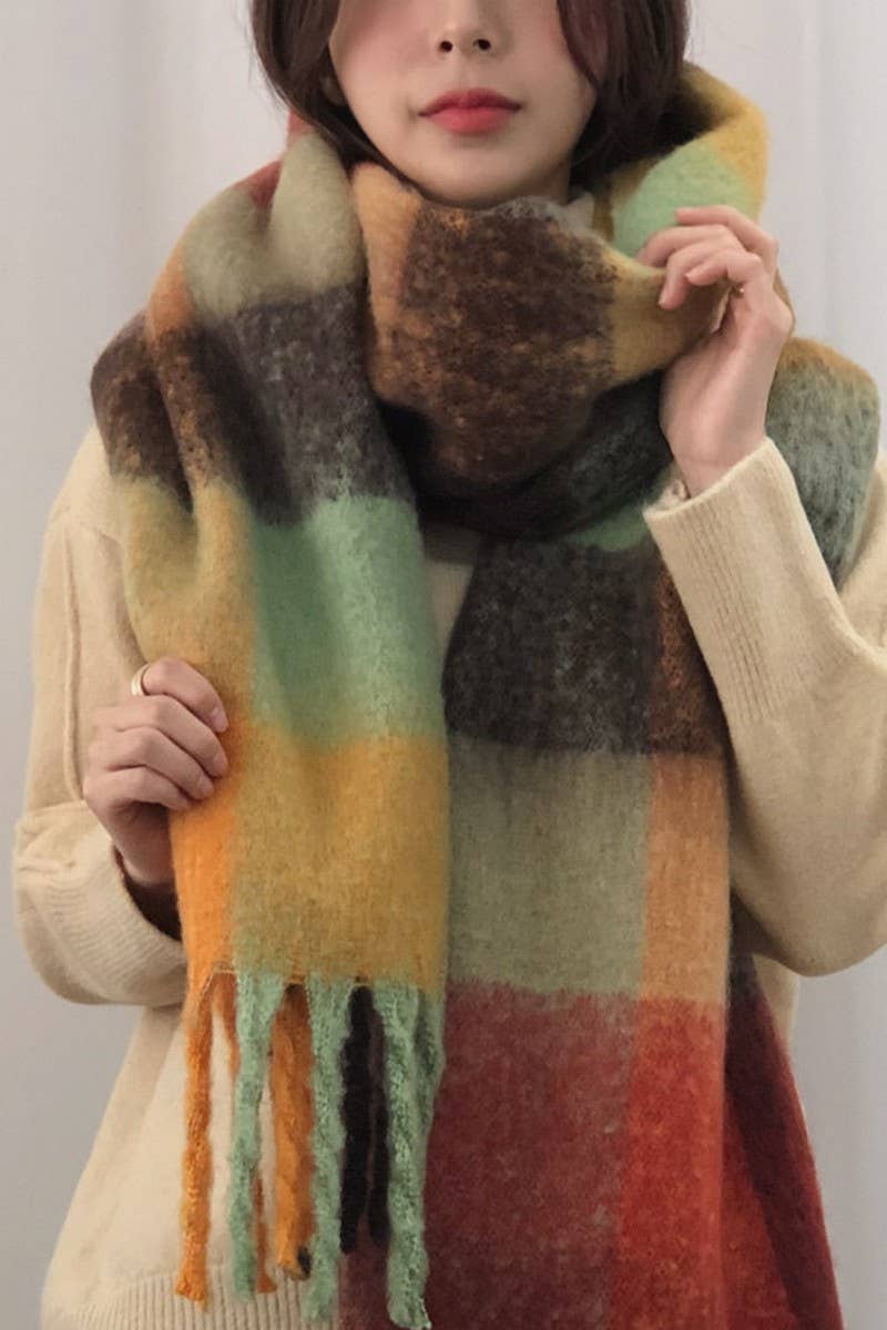 NINEXIS - Wholesale Scarf - Women's - CWASC03407_COLOR PLAID FUZZY WARM SCARF WINTER THICK SHAWL14