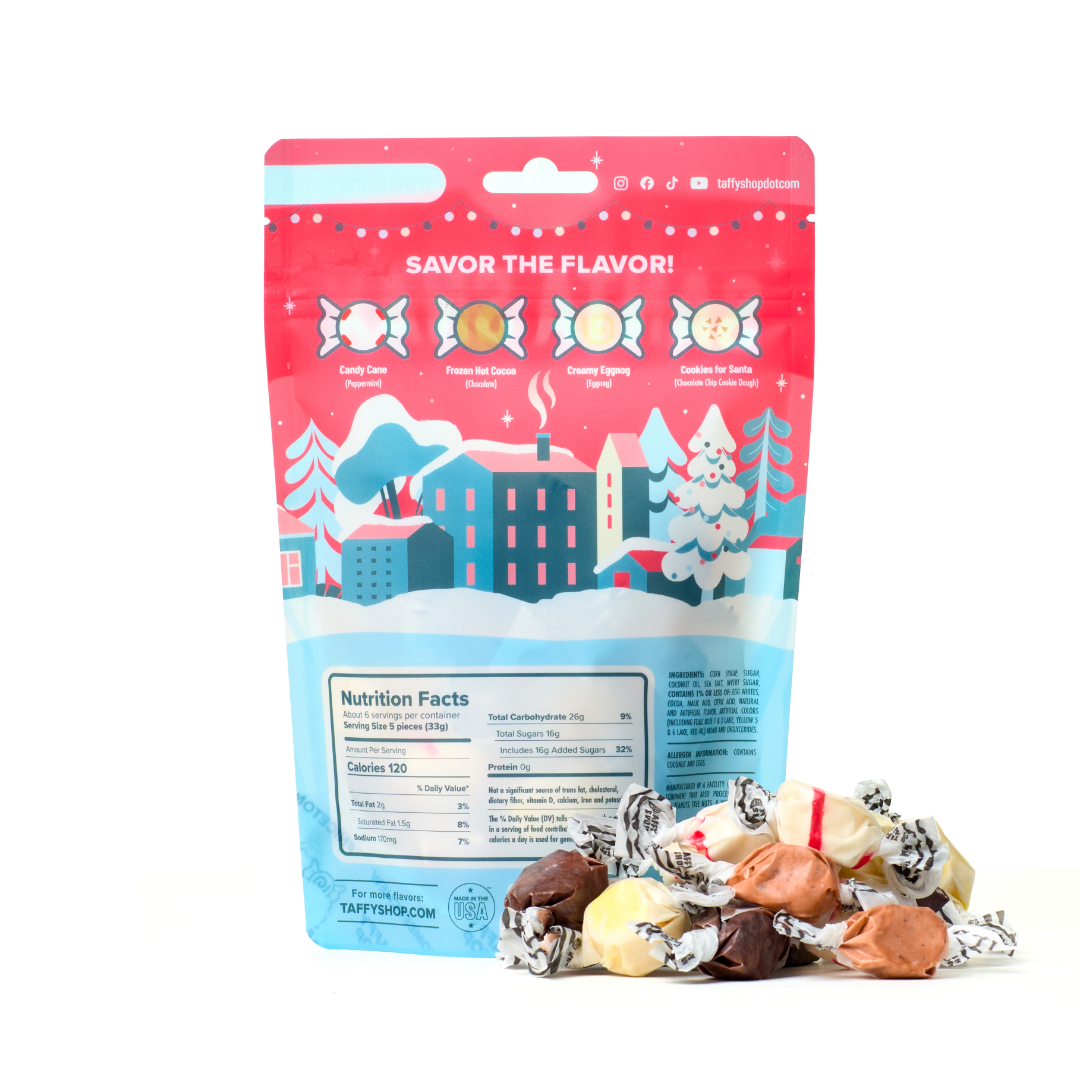 Taffy Shop – wholesale Taffy – Santa Snax Taffy Bag (7oz.)™1