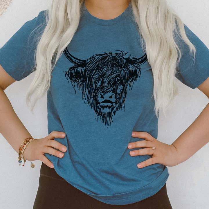 Kissed Apparel - Vente T-shirt sérigraphié – femme - Highland Cow, rustique, chic, ferme robuste, t-shirt Country Western8