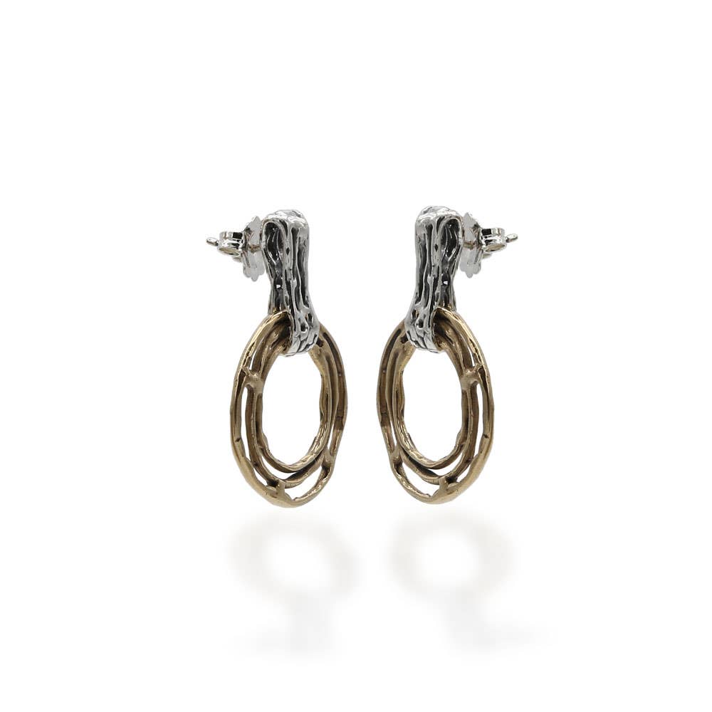 Mandile Gioielli - Wholesale Dangle Earrings - 925 silver and bronze circle pendant earrings (ORA029)3