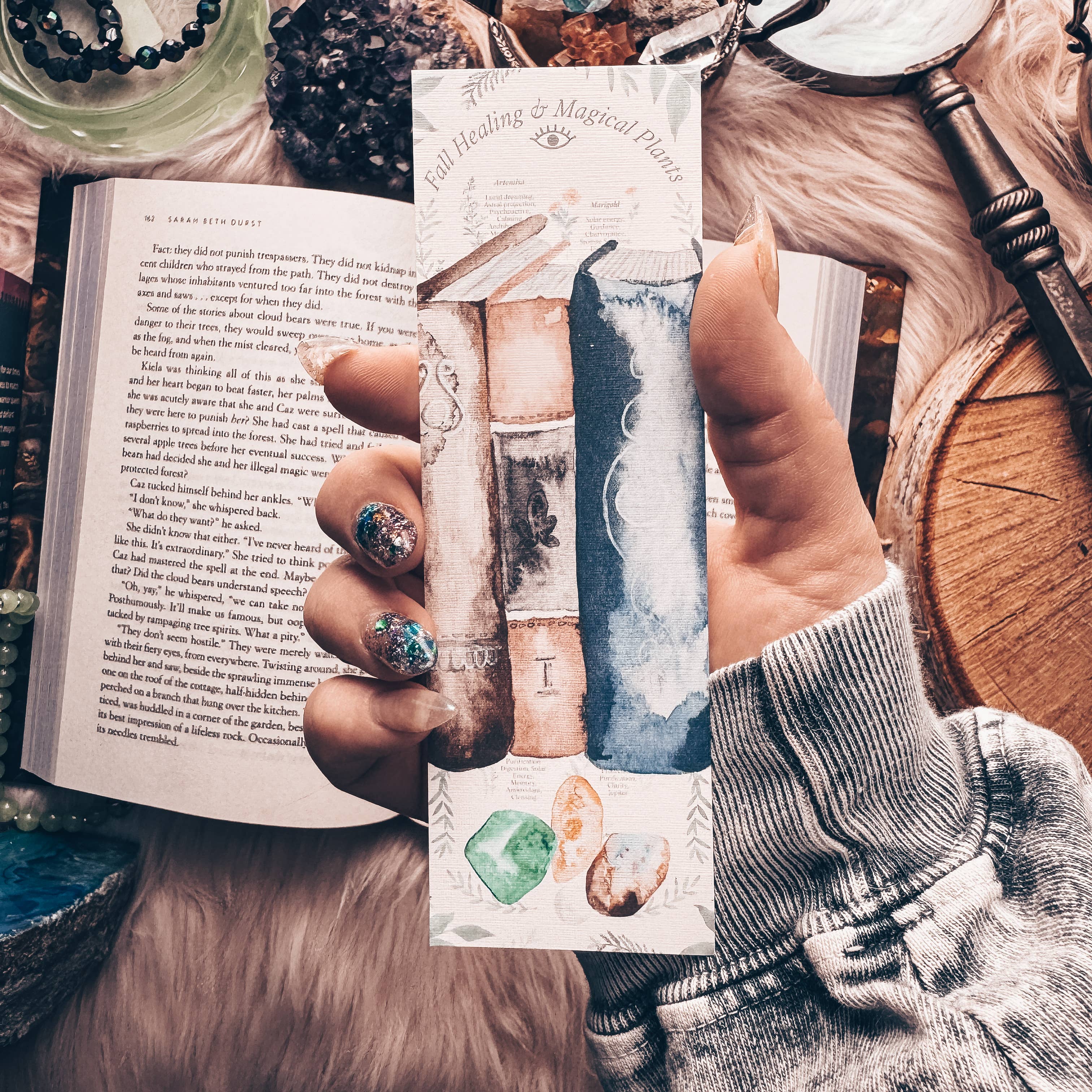 Mirkwood Scribes - Wholesale Bookmark - Spell Book Book Stack Watercolor Handmade Bookmark1