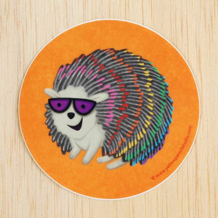 Rainbow Hedgehog Sticker (#6057) for wholesale by Inkello Letterpress