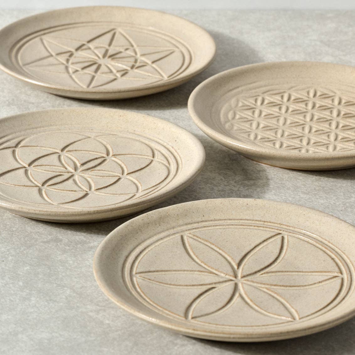 Ten Thousand Villages - Wholesale Appetizer Serveware - Sacred Geometry Appetizer Plates - Set of 42