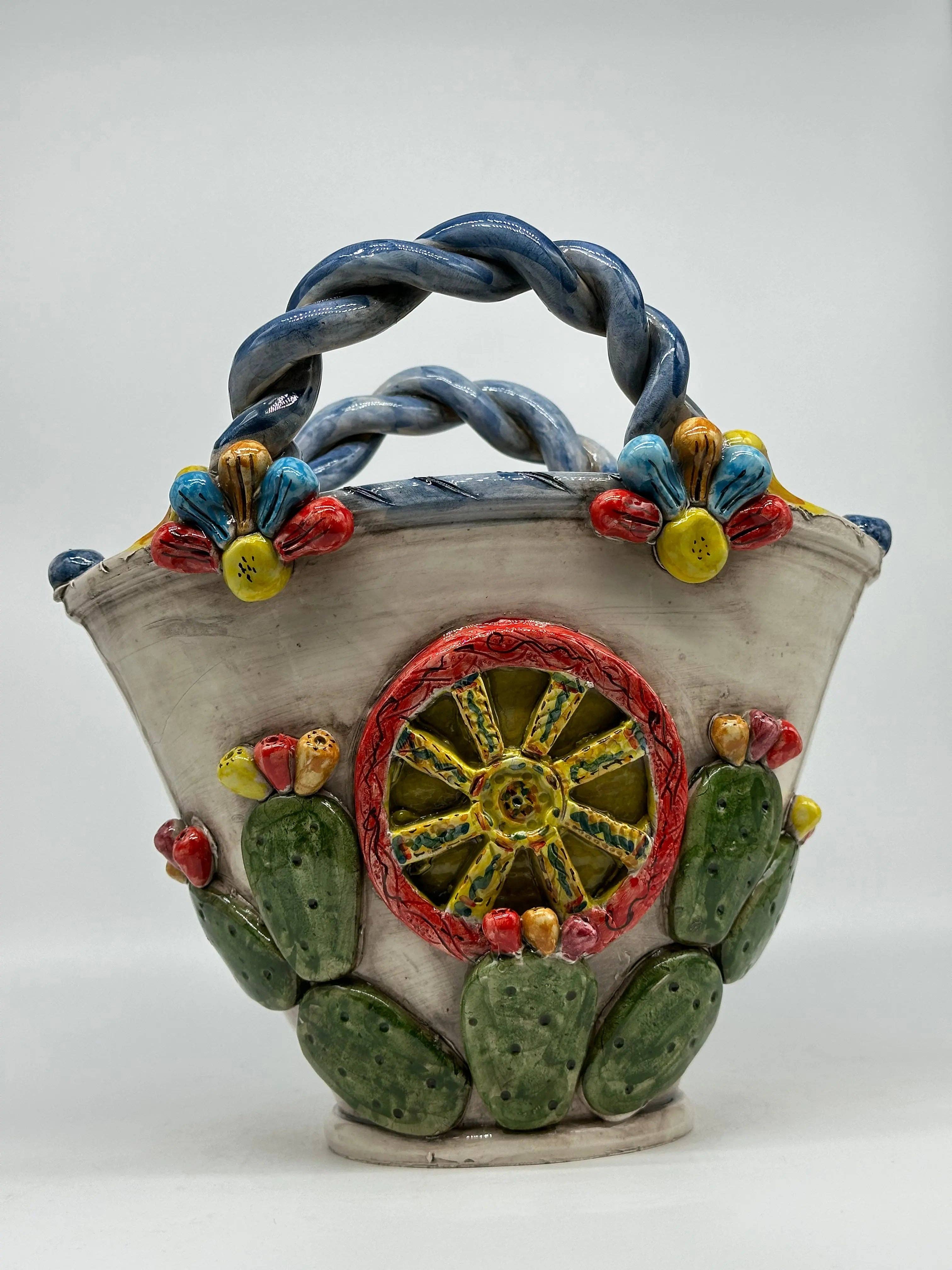 DD Ceramiche Siciliane - Wholesale Decorative Tabletop Object - Coffa Siciliana Ceramica Caltagirone Artisanal Centerpiece Organizer7