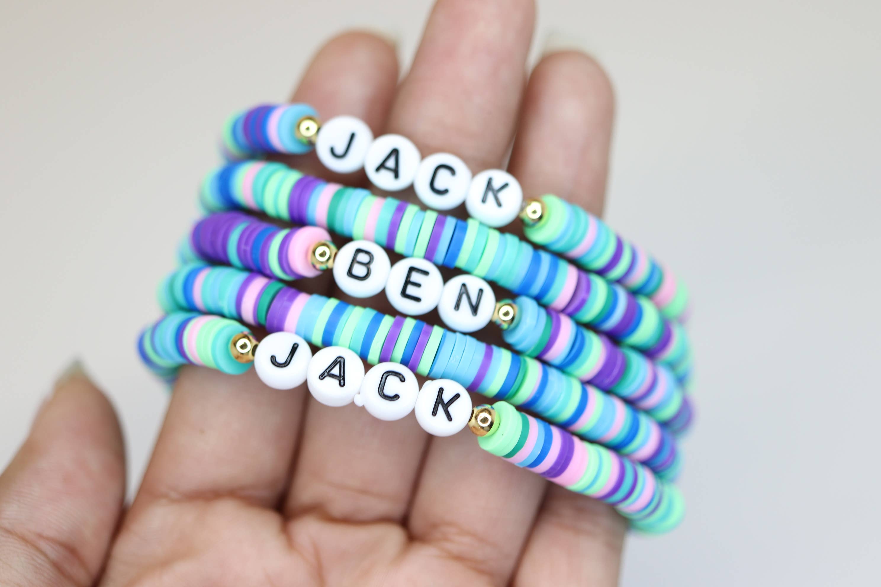 Anita's Accesorios - Wholesale Beaded Bracelet - Custom bead name bracelet  rainbow bracelet, heishi bracelet9