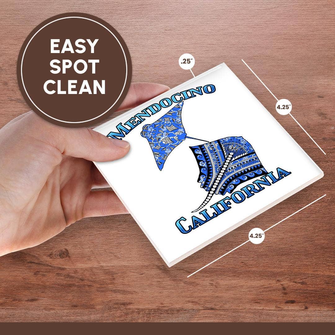 3dRose - Wholesale Coasters - 3dRose, Blue tribal stingray for any vacation to Mendocino, California, Coaster6