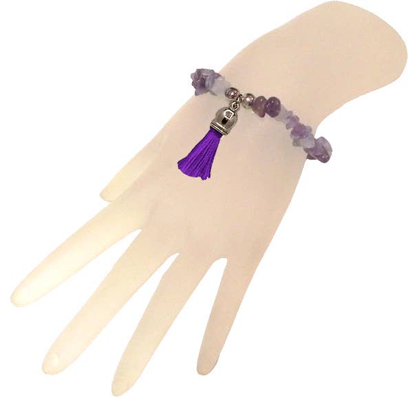 Pichincha - Wholesale Beaded Bracelet - Tassel Dangle Chunky Chip Stone Bracelet2