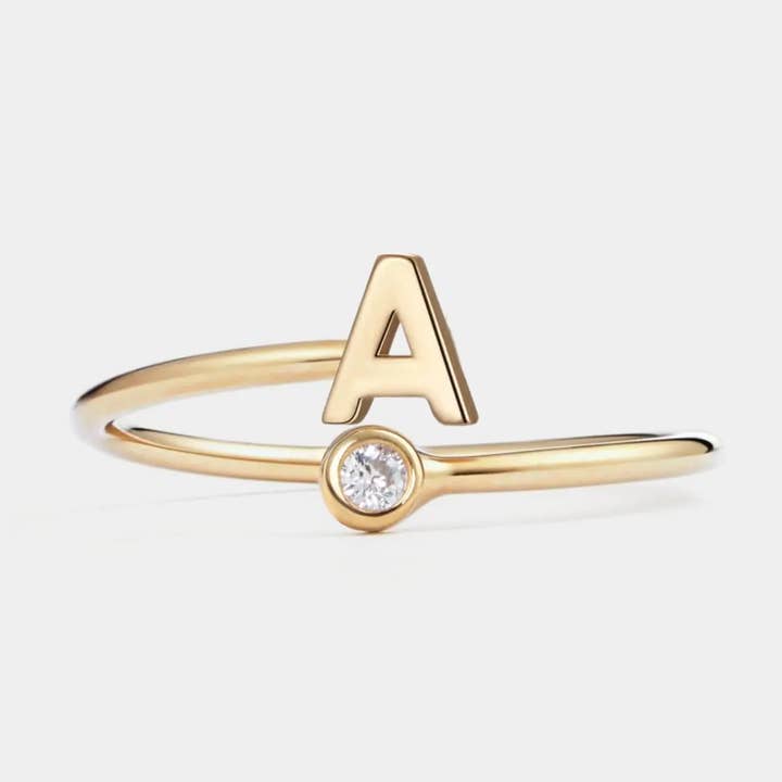 Initial Letter Stacking Bypass Ring in 925 Sterling Silver for wholesale by Perimade & Co. LLC