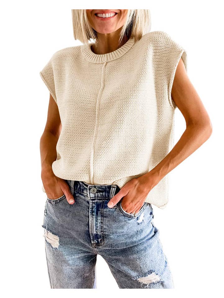 Sweetkama - Wholesale Sweater Vest - Women's - Knit Solid Color Sleeveless Round Neck Sweater Vest YL23001