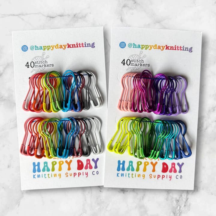 Double Rainbow Bulb Pin Stitch Markers Set of 80 for wholesale by Happy Day Knitting