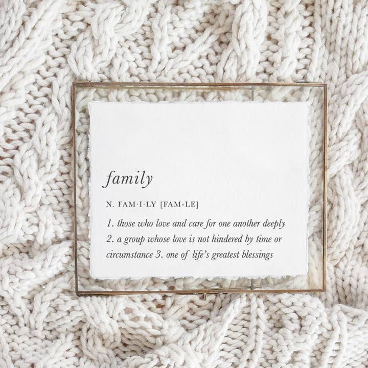 DWELL Home Shoppe - Wholesale Art Print - Glass Table Frames & Cards - Family Definition | Gift For